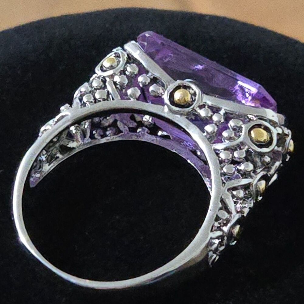Vintage 18KGE Purple CZ Statement Ring – Size 10 - Picture 7 of 10